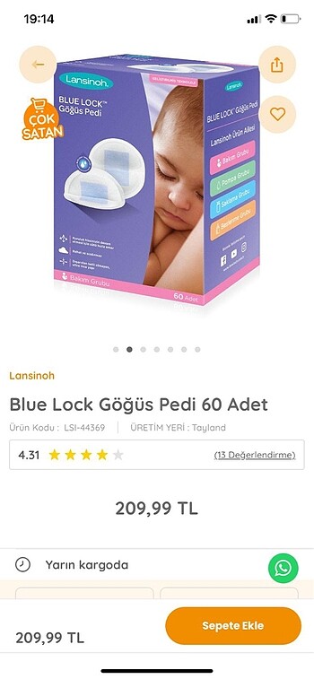 Lansinoh göğüs pedi