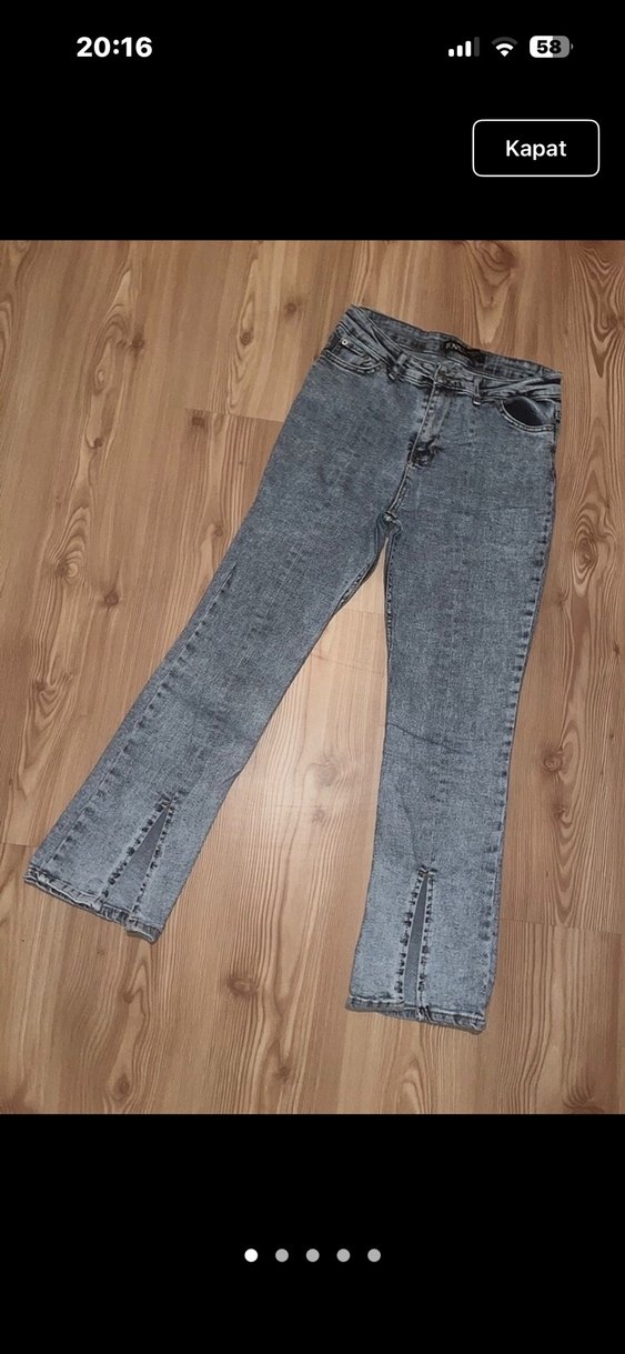 Gri bluz ve kot pantolon ön yırtmaçlı ikili satış - Görsel 2