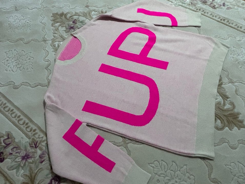 Pembe triko kadın kazak - Görsel 5