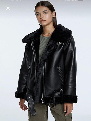 Stradivarius İçi deri pilot biker ceket