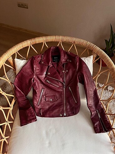 Bershka bordo deri ceket