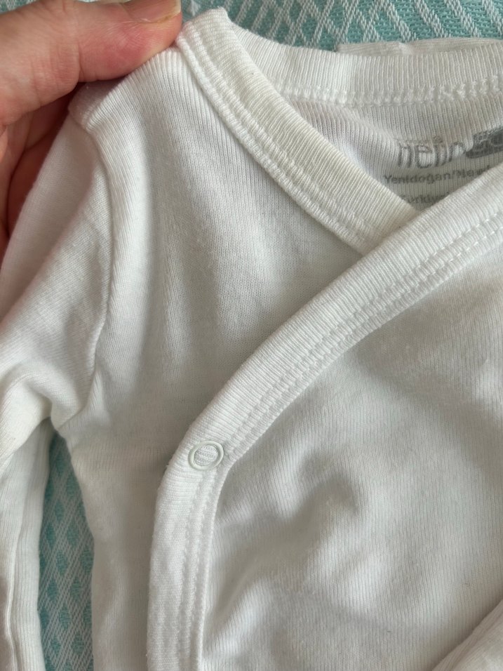 Beyaz Uzun Kollu Pamuklu Bebek Body - Görsel 5