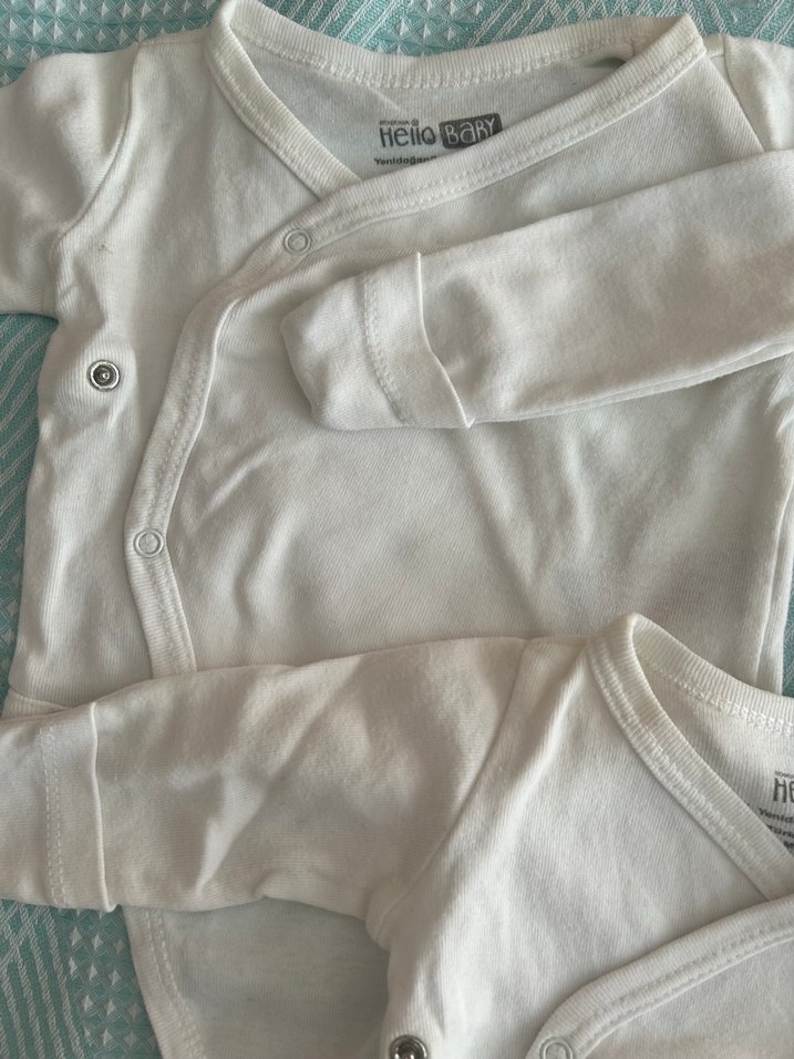 Beyaz Uzun Kollu Pamuklu Bebek Body - Görsel 2