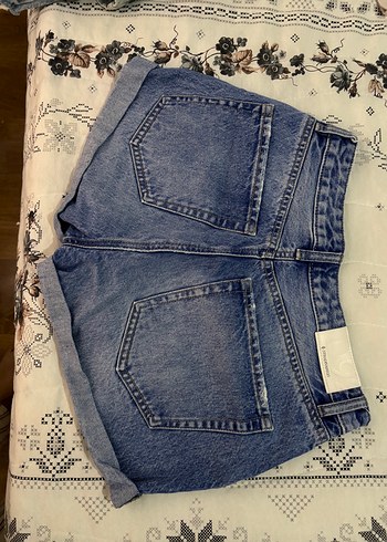 Stradivarius Mavi Yuksek Bel Denim Sort Stradivarius