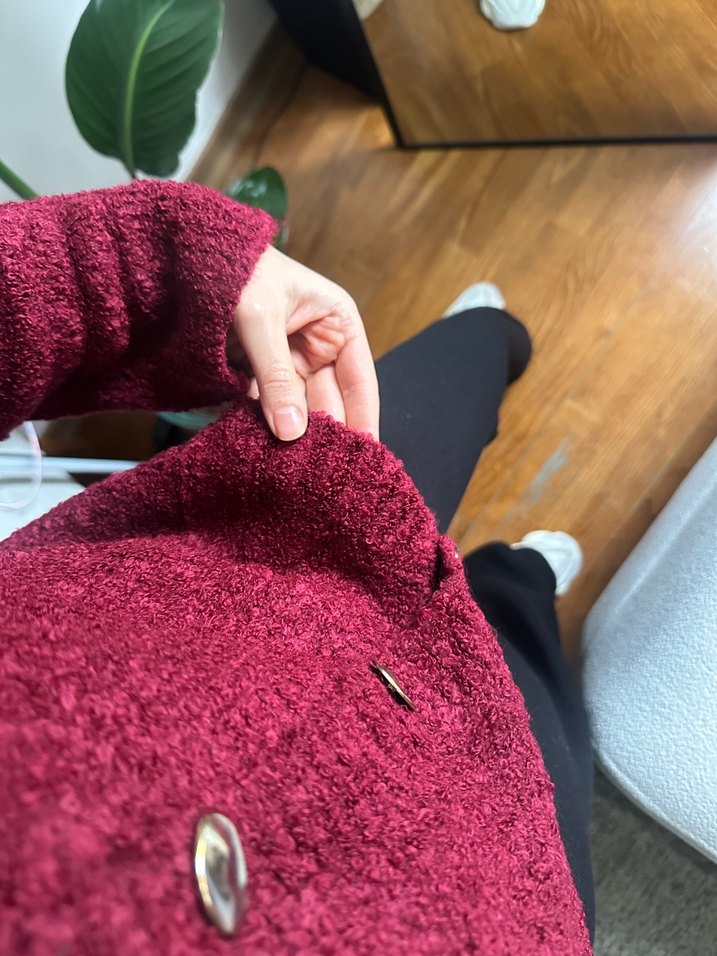 Bordo Düğmeli Triko Hırka - Görsel 2