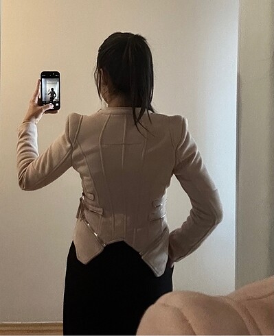 Zara Toz pembe gerçek süet ceket