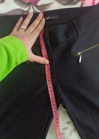 Kadın Siyah Baskılı Dar Kesim Kumaş Pantolon - Görsel 6