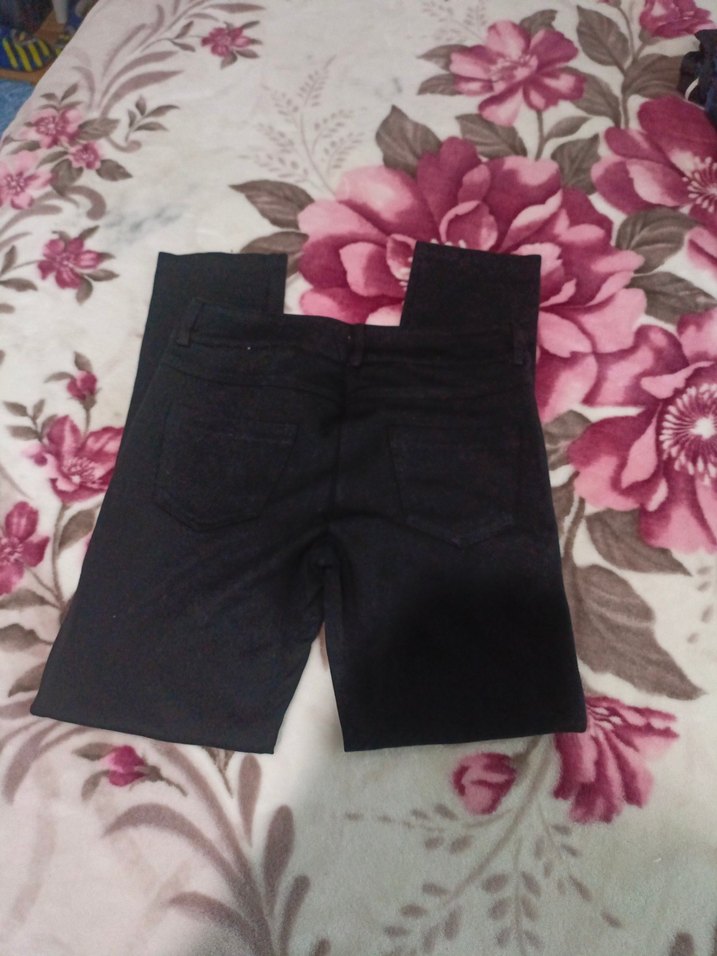 Kadın Siyah Baskılı Dar Kesim Kumaş Pantolon - Görsel 3