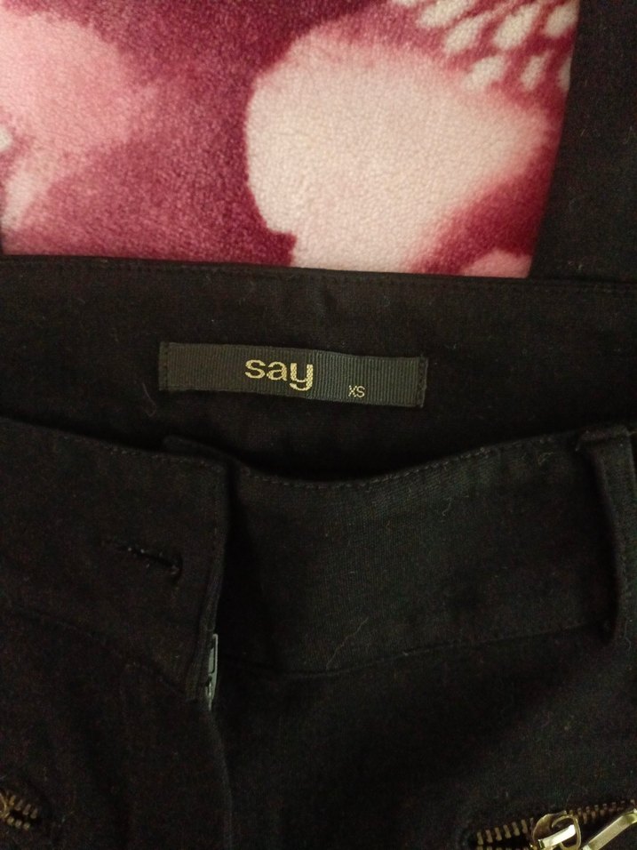 Kadın Siyah Baskılı Dar Kesim Kumaş Pantolon - Görsel 5