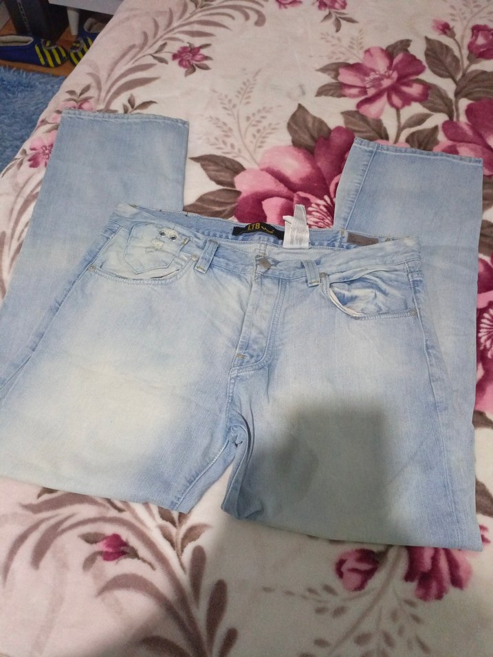 Mavi Rahat Kesim Kot Pantolon - Görsel 3