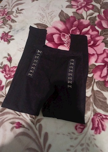 Kız Çocuk Siyah Elastik Bel Baskılı tayt - Görsel 2