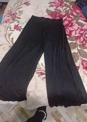 Siyah Kadın Salaş Uzun Kumaş Pantolon - Görsel 2