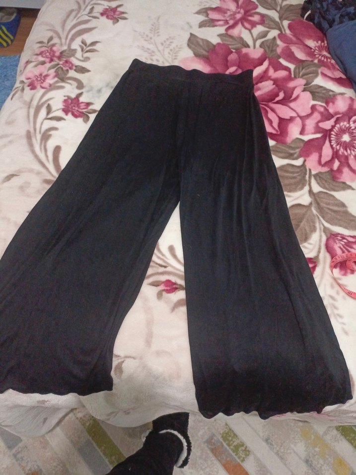 Siyah Kadın Salaş Uzun Kumaş Pantolon - Görsel 2