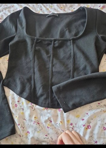 Siyah Uzun Kollu Kare Yaka Gotik Bluz - Görsel 2