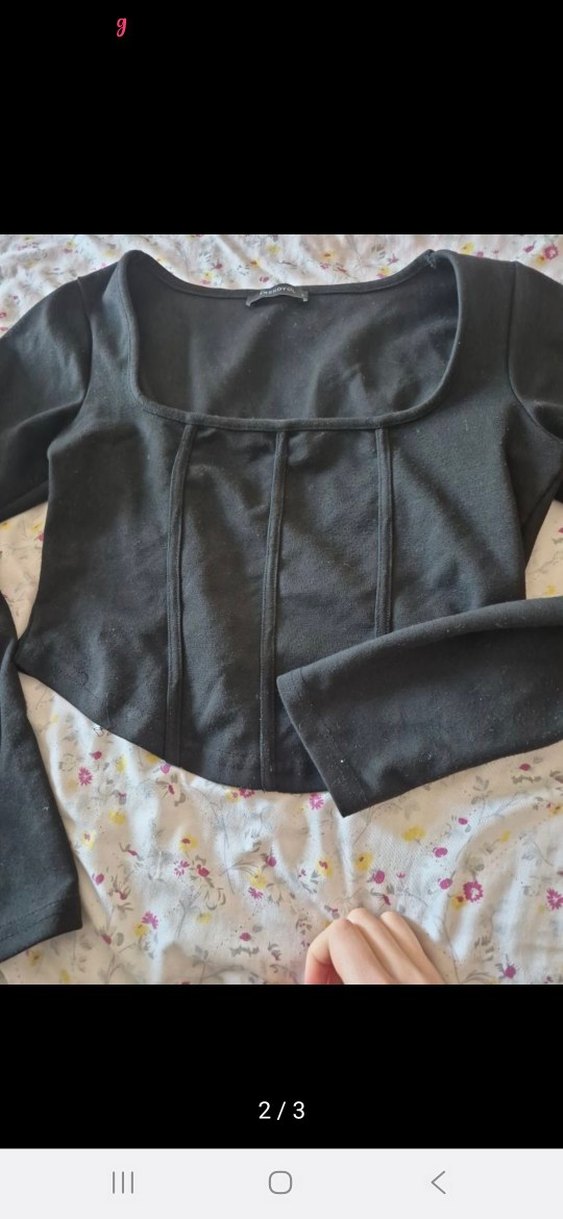 Siyah Uzun Kollu Kare Yaka Gotik Bluz - Görsel 2