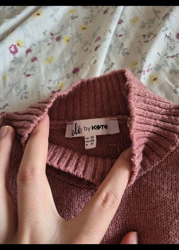 Koton Pembe Yüksek Yaka Örgü Kadın Kazak - Görsel 4