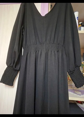 Uzun Siyah V Yaka Gotik Elbise - Görsel 2