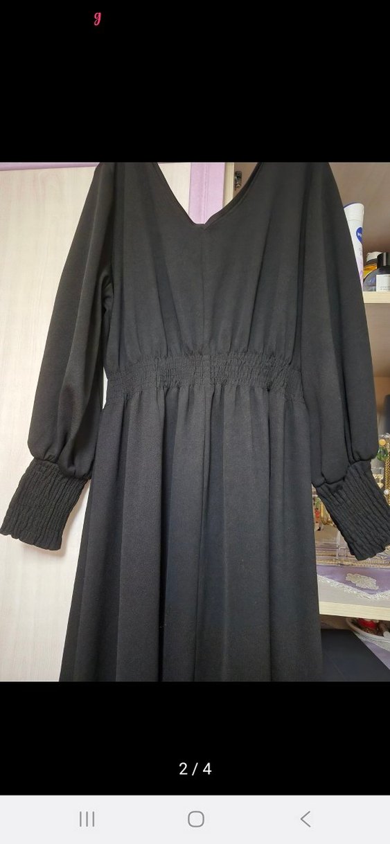 Uzun Siyah V Yaka Gotik Elbise - Görsel 2