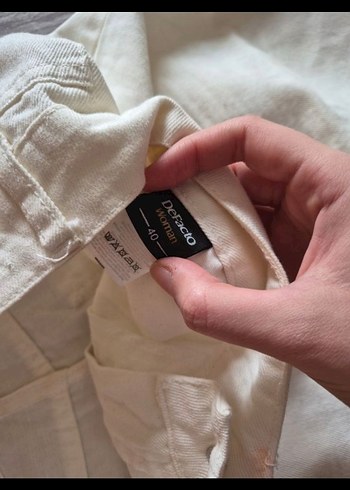 Defacto Ekru Keten Rahat Kesim Kadın Pantolon - Görsel 2