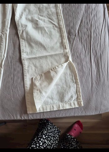 Defacto Ekru Keten Rahat Kesim Kadın Pantolon - Görsel 5