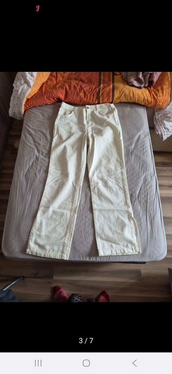 Defacto Ekru Keten Rahat Kesim Kadın Pantolon - Görsel 3