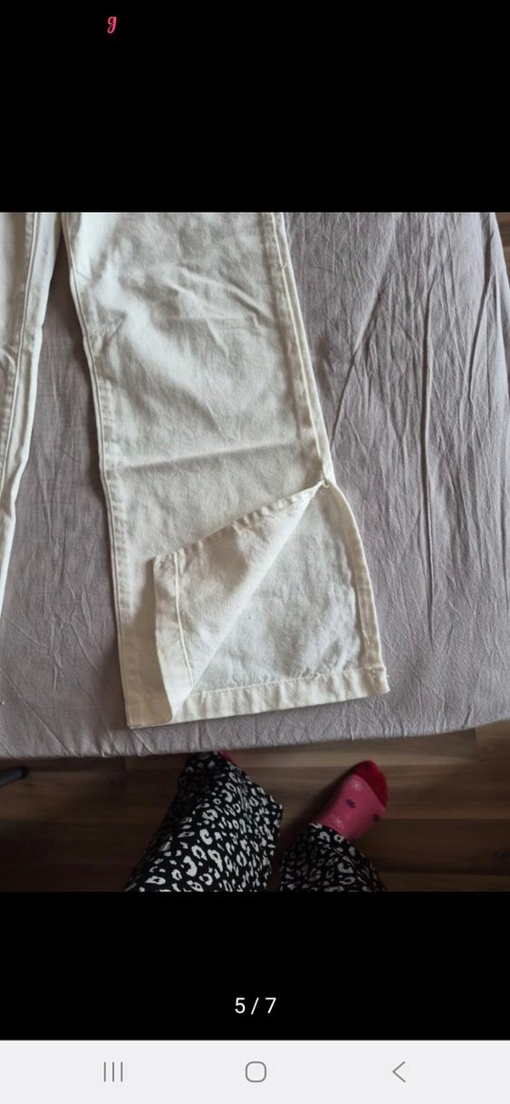 Defacto Ekru Keten Rahat Kesim Kadın Pantolon - Görsel 5