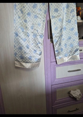 Mavi Desenli Uzun Kollu Midi Gecelik - Görsel 8