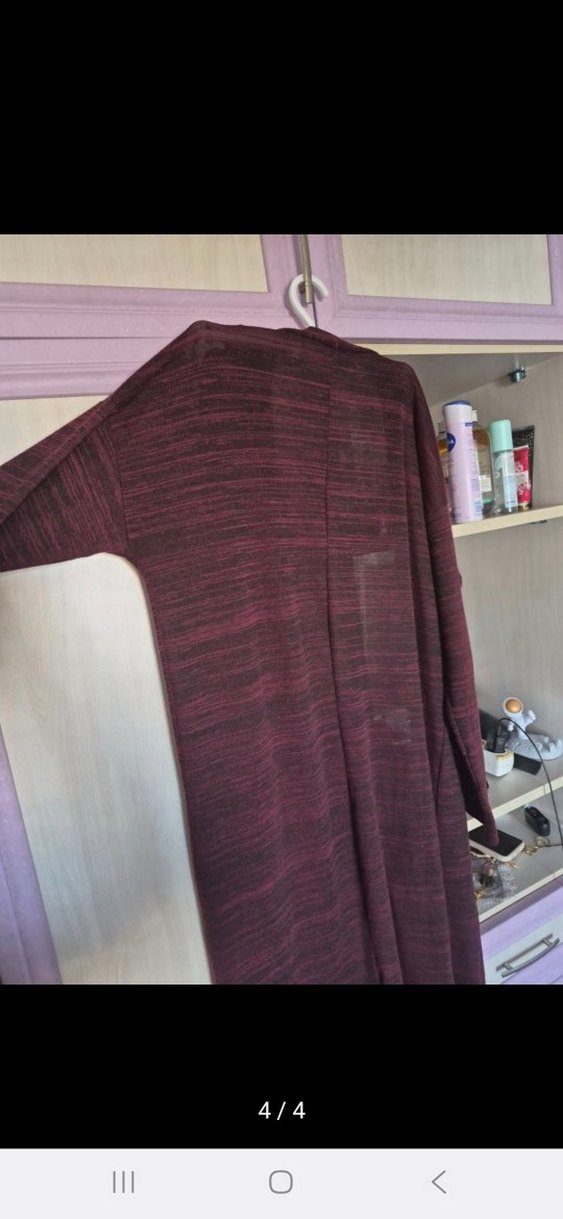 Bordo Uzun Salaş Hırka - Görsel 4