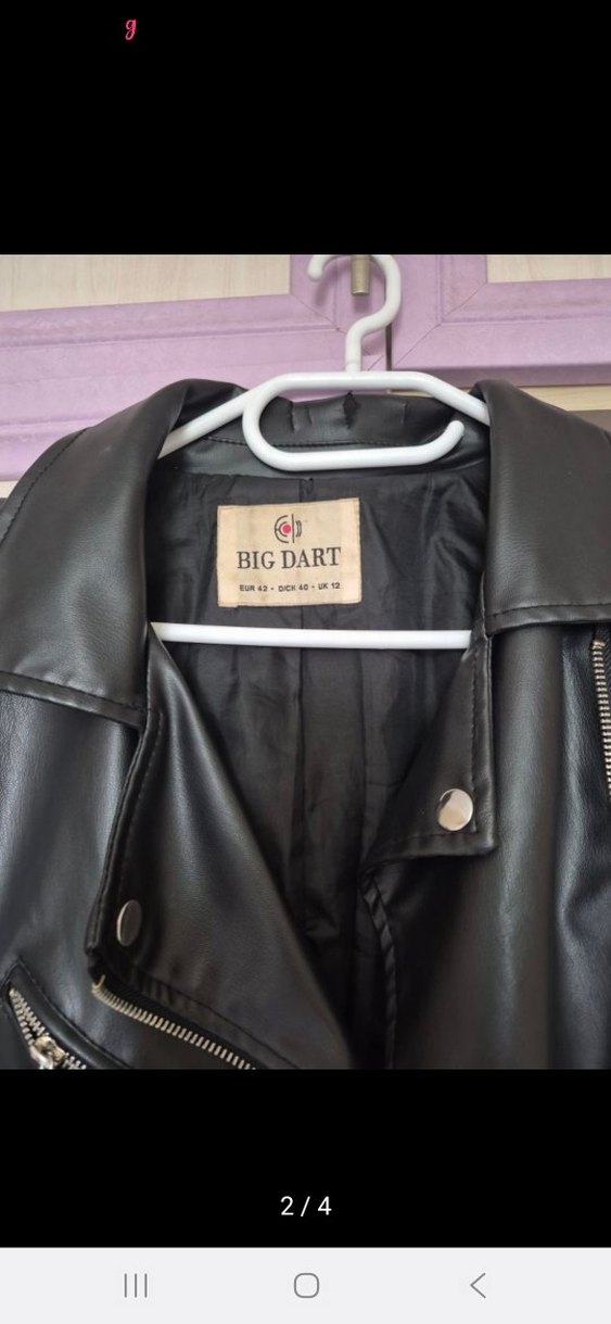 Kadın Siyah Deri Biker Ceket - Görsel 2