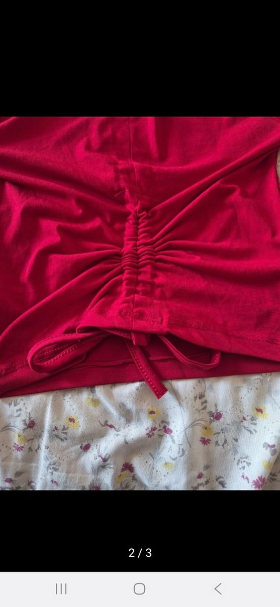 Kırmızı Uzun Kollu Büzgülü Bluz - Görsel 2