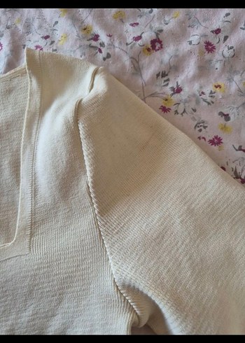 Defacto Krem Rengi Triko Uzun Kollu Bohem Bluz - Görsel 4