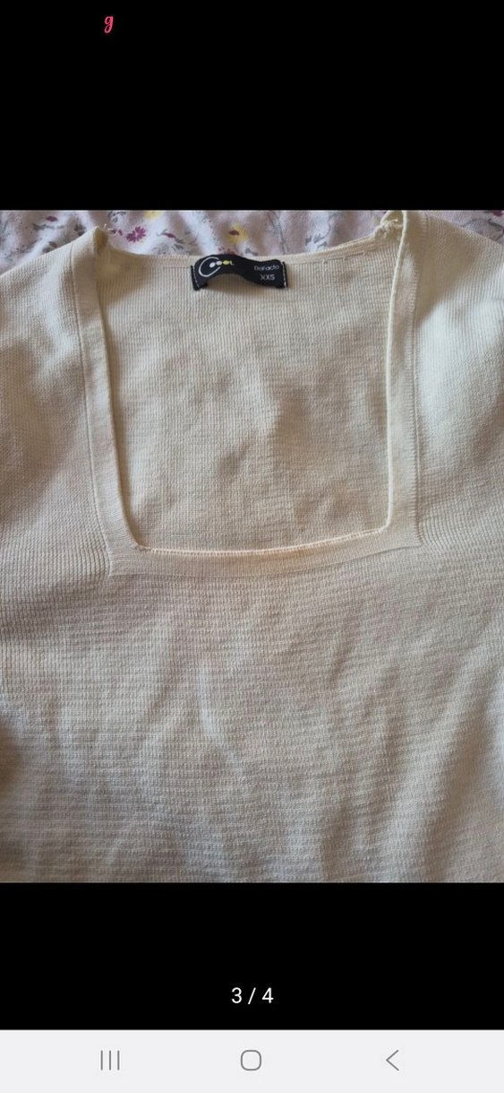 Defacto Krem Rengi Triko Uzun Kollu Bohem Bluz - Görsel 3