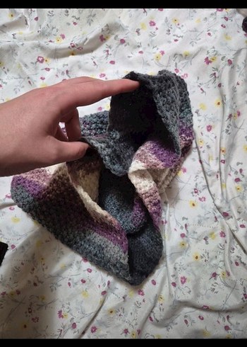 Gri Örgü Bohem Kadın Boyunluk - Görsel 4