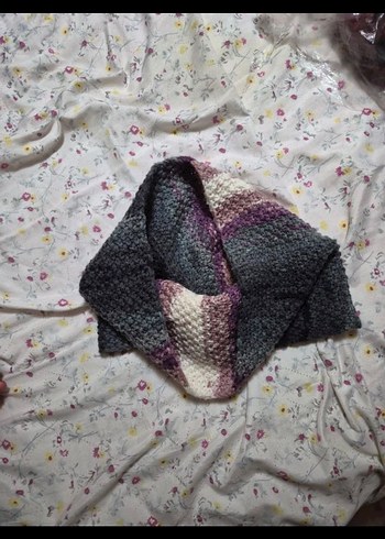 Gri Örgü Bohem Kadın Boyunluk - Görsel 3