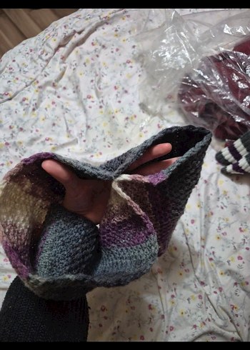 Gri Örgü Bohem Kadın Boyunluk - Görsel 5