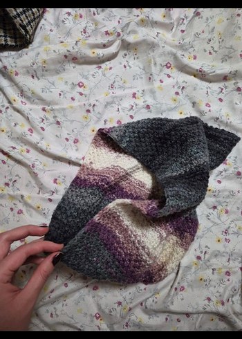 Gri Örgü Bohem Kadın Boyunluk - Görsel 6