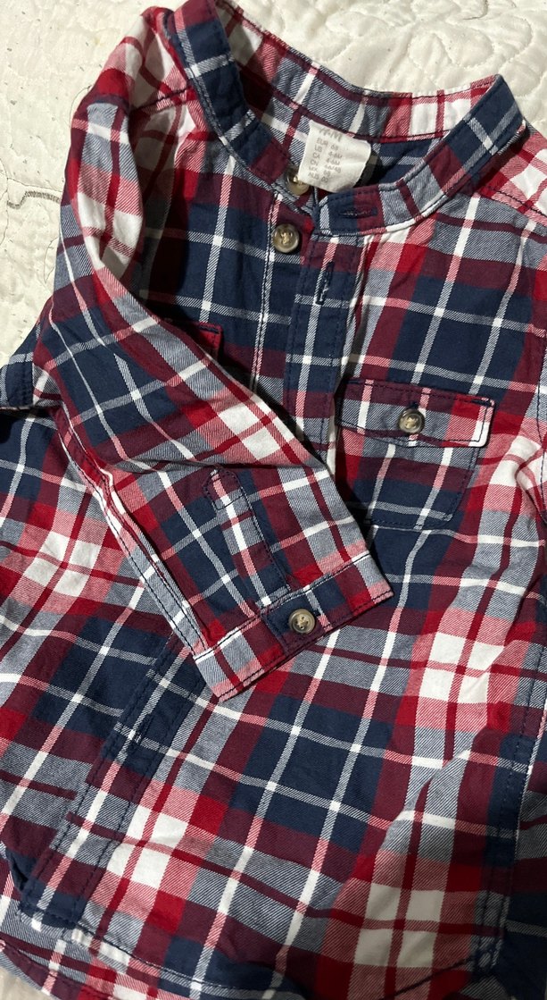 Erkek Çocuk Kırmızı Kareli Pamuklu Gömlek - Görsel 3