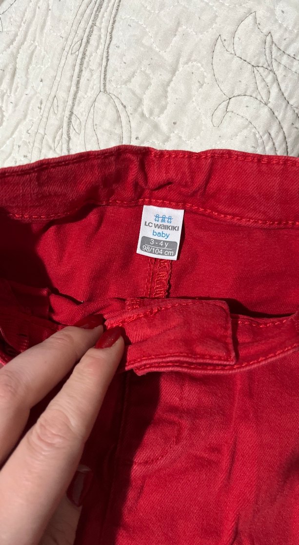 Erkek Çocuk Kırmızı Pamuklu Pantolon - Görsel 3