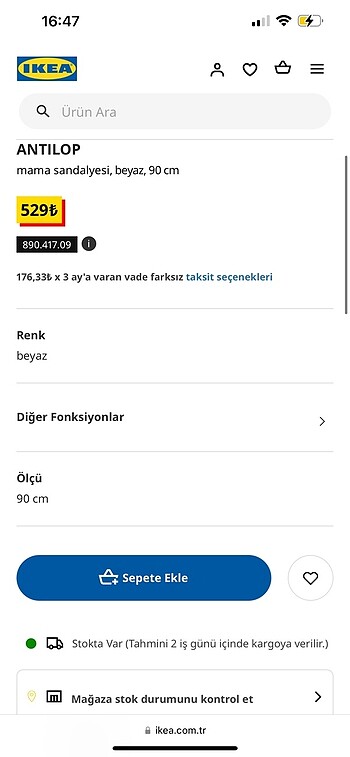  Beden beyaz Renk Ikea mama sandalyesi