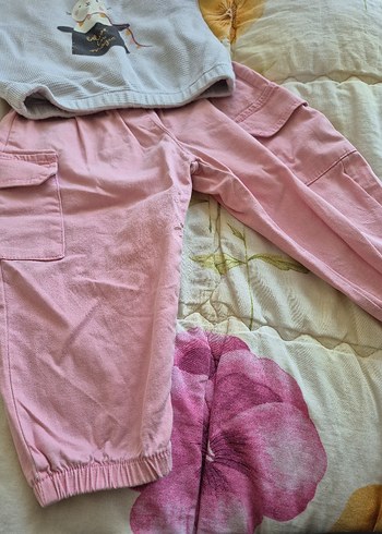 Pembe Triko Bebek Kız Takımı Uzun Kollu - Görsel 2