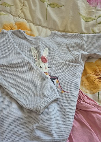 Pembe Triko Bebek Kız Takımı Uzun Kollu - Görsel 5