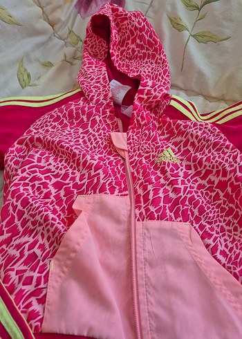 Kız Çocuk Pembe Kapüşonlu Fermuarlı Eşofman Takımı - Görsel 3