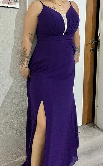 Mor abiye elbise - Görsel 5