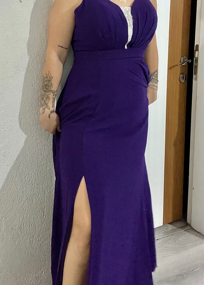 Mor abiye elbise - Görsel 5