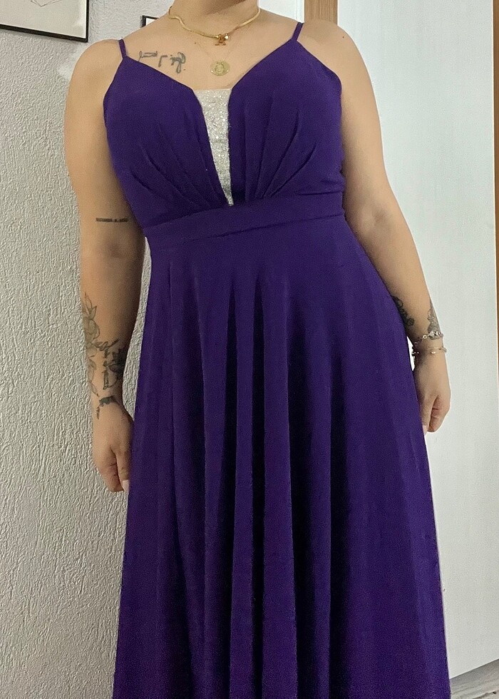 Mor abiye elbise - Görsel 2