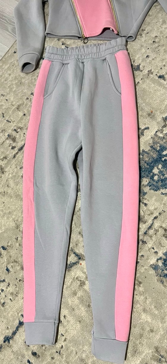 Gri Pembe Kapüşonlu  Eşofman Takımı - Görsel 3