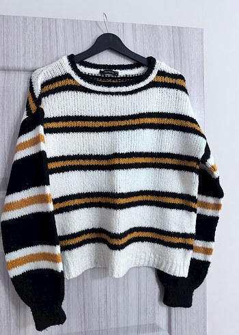 Çizgili Örgü Kadın Kazak - Görsel 3