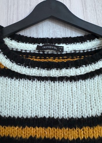 Çizgili Örgü Kadın Kazak - Görsel 2