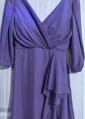 Mor Drapeli Uzun Kadın Elbise - Görsel 3