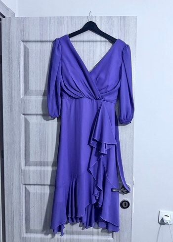 Mor Drapeli Uzun Kadın Elbise - Görsel 2